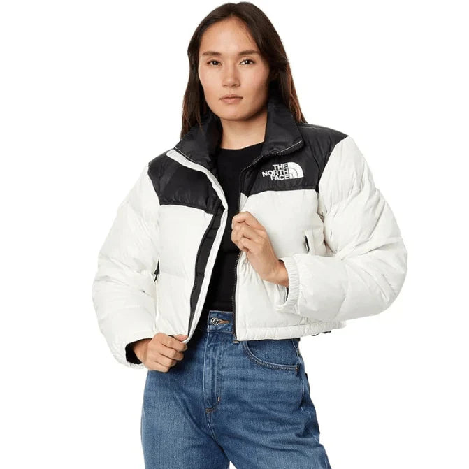 Bunda The North Face Nuptse Short Jacket White Black - SneakerDefinition
