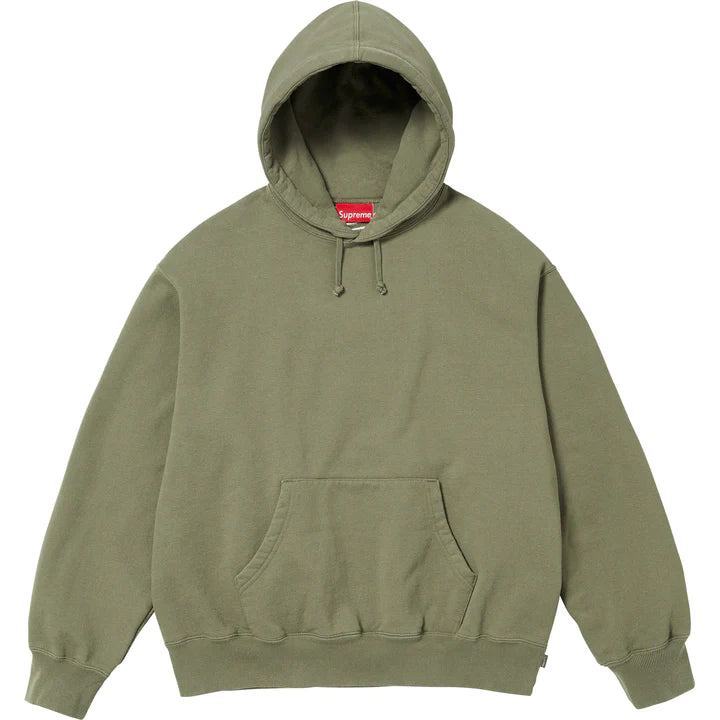 Košile a topy Supreme Satin Appliqué Hooded Sweatshirt (FW23) Light Olive - SneakerDefinition