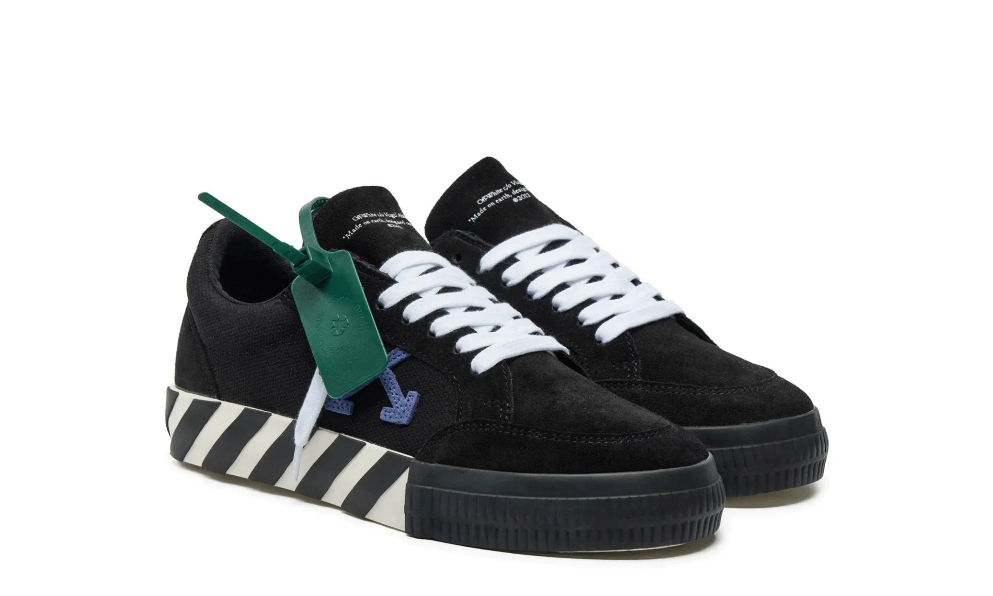 Obuv OFF-WHITE Vulc Low Canvas White Black Dark Blue (SS22) - SneakerDefinition