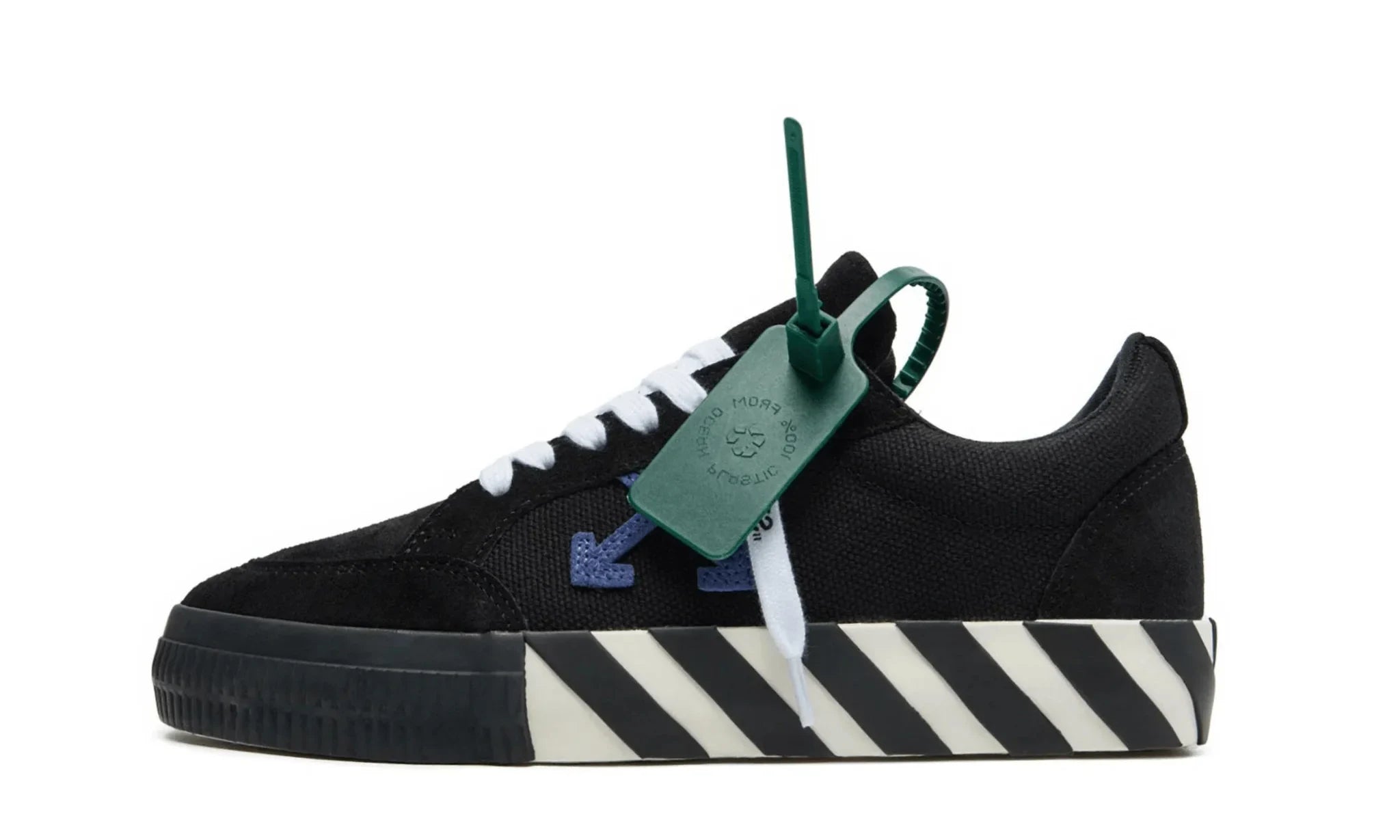Obuv OFF-WHITE Vulc Low Canvas White Black Dark Blue (SS22) - SneakerDefinition