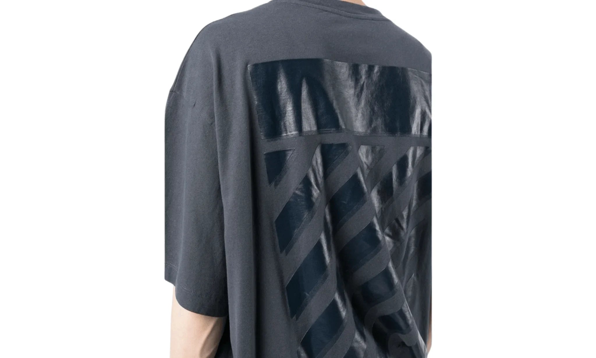 Tričko OFF-WHITE Rubber Diagonals Oversized T-Shirt Washed Black - SneakerDefinition
